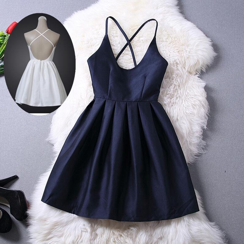 New Lovey Blue Graduation Dresses, Short Navy Blue Women Dresses, Cross Back Party Dresses,Teen Formal Dresses