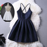 New Lovey Blue Graduation Dresses, Short Navy Blue Women Dresses, Cross Back Party Dresses,Teen Formal Dresses